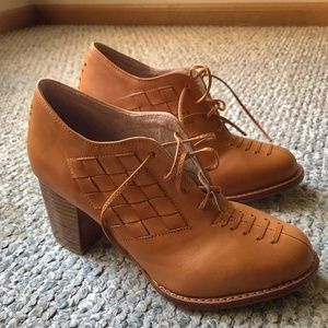 Chunky Heels Leather Booties, Size 35, Never Worn
